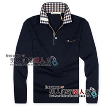 2013秋装Aquascutum/雅格狮丹男式都市休闲长袖翻领T恤