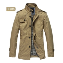 爆款2013秋冬韩版立领男士夹克批发男装中长款修身风衣外套上衣