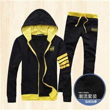 2013秋冬新品加绒保暖连帽套装男装运动开衫棉质运动服