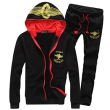 天使之翅！2013撞色连帽棉开衫套装男装不倒绒加厚运动服