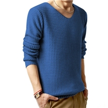 美邦时尚针织衫水波纹V领毛衣纯色男士打底衫青少年装