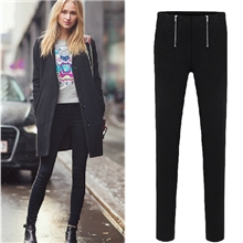外贸原单欧美秋冬拉链大码休闲裤女加绒加厚打底裤铅笔裤批发