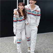 2013秋冬新款韩版修身小鹿连帽开衫情侣装套装班服