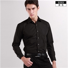 男装秋装上衣男士长袖衬衣黑色钻扣衬衫剪标欧美原单出口大码批发
