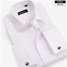 帛泽正品牌2012男装新品法式长袖衬衫纯白色袖扣白衬衫FS01