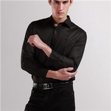 【男装批发】男士长袖衬衫黑色斜纹商务正装批发男衬衣厂家直销