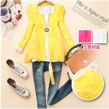 杭州女装批发韩版新品糖果色网纱拼接防晒衣