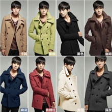 秋冬爆款呢风衣批发韩版男式修身呢大衣时尚双排扣男款大衣