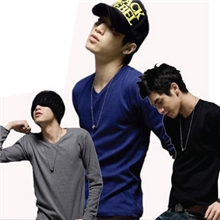 T恤批发男式长袖T恤纯色V领T恤韩版男士长袖T恤T恤男