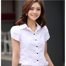 工厂直销显瘦时尚荷叶边短袖衬衫马蹄袖短袖衬衣全网最低价