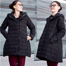 2013冬新宽松花苞大码戴帽抽带燕尾中长款羽绒服