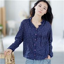 2013秋冬装新款长袖圆点图案衬薄款衫女式衬衣