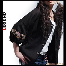 热卖最新民族风棉麻圆领七分袖精美绣花小外套c016