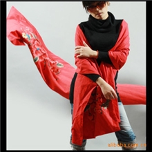 风舞牡丹/原创设计民族风精美刺绣花长围巾/披肩s005