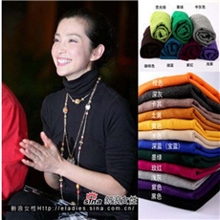 韩版秋冬女装加厚丝光羊毛女式长袖高领针织衫打底衫毛衣