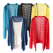 剑冬批发2013韩版秋装后背蕾丝开衫太阳花镂空针织衫新款女装