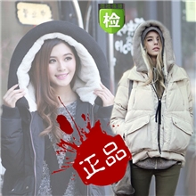 厂家直销2013冬季新款正品连帽加厚保暖宽松军工装羽绒服短款女