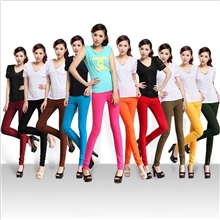 糖果色梭织布铅笔裤打底裤百搭高弹力彩色高腰铅笔裤