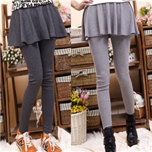 2013秋季新款加绒加厚大圆摆裙假两件九分裤打底裤批发裙裤女