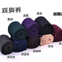 1021黑色单层竹炭连裤袜拉毛裤连脚踩脚九分裤批发