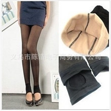 2801秋冬假透肉踩脚打底裤拉毛双层加厚保暖打底裤踩脚裤