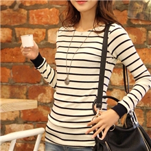 2013秋季新款爆款女装女款韩版修身长袖圆领条纹T恤打底衫