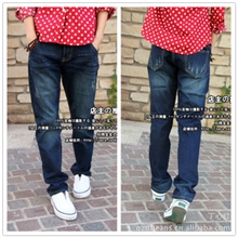 2013新外单大码欧美boyfriend宽松磨白直筒女式牛仔裤垮裤女