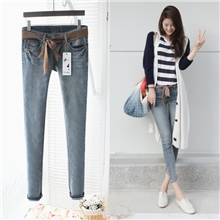 韩国代购秋冬女韩版潮显瘦九分小脚裤子铅笔裤弹力紧身牛仔裤1501