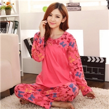 女士秋冬季长袖针织棉睡衣普宁品牌家居服厂家批发睡衣一件代发