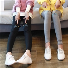 秋冬韩版加绒加厚膝盖刺绣小猫打底裤女厂家直销淘宝爆款