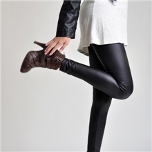 批发仿皮加厚不倒绒皮裤保暖打底裤海狸绒九分打底裤女皮裤厂家