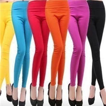 高腰铅笔裤梭织高腰糖果裤打底裤子糖果彩色铅笔裤九分女裤
