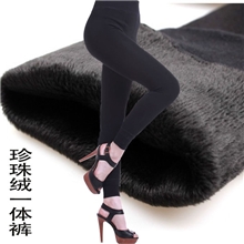 冬季淘宝热卖款加绒加厚女士九分踩脚两用一体裤打底裤保暖裤