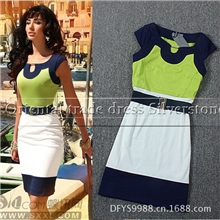 2013欧美大牌秋冬新款拼色明星同款连衣裙高档外贸精品女装正品