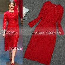 2013秋冬出口新款连衣裙欧美大牌蕾丝绣花长裙高端外贸女装批发