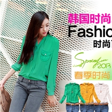 常熟服装厂家直销韩版时尚春夏女装衬衣女款雪纺衫长袖立领衬衫批