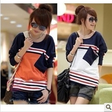 2012新款春款细节拼接大码宽松蝙蝠袖长袖打底T恤