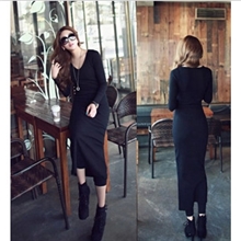 2013韩版秋冬装女装新款连衣裙大码螺纹修身针织包臀长袖连衣裙