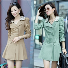 2013秋装新品韩版女装OL修身大码外套花边领女士风衣外套