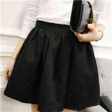 韩国夏秋款新小香风提花浮雕花苞裙高腰裙松紧腰短裙半身裙女批发