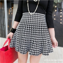 2013秋装韩国双面针织显瘦荷叶边千鸟格半身裙女短裙237