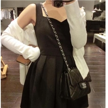 高端赫本风简洁无袖背心连身裙最完美赫本小黑裙黑1488#