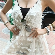 韩国甜美超仙3D立体花朵吊带雪纺纱打底吊带裙衣2070#