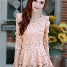 2013新款韩版圆领长袖雪纺衫蕾丝上衣打底衫复古纱衣小衫