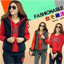 2013卫衣三件套卫衣套装卫衣韩版加厚l加绒抓绒带帽休闲套装