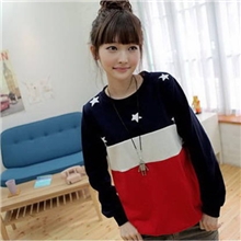 2012韩版秋装新款拼接宽松星星图案休闲长袖卫衣