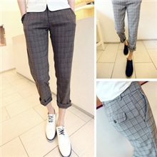 批发男装九分裤2013新款林弯弯英伦风修身格子男士夏季休闲九分裤