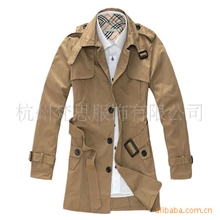 秋冬新款韩版男式风衣外套单排扣中长款修身风衣613-6209