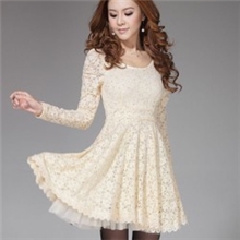 最新爆款韩版女装修身长袖打底蕾丝连衣裙百搭精美打底女连衣裙