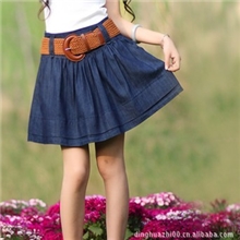 2013新款韩版牛仔裙短裙子蓬蓬裙半身裙百褶裙半裙送皮带2815#